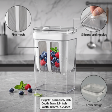 Multi-Purpose Fruit & Vegetable Drain Storage Container with Strainer