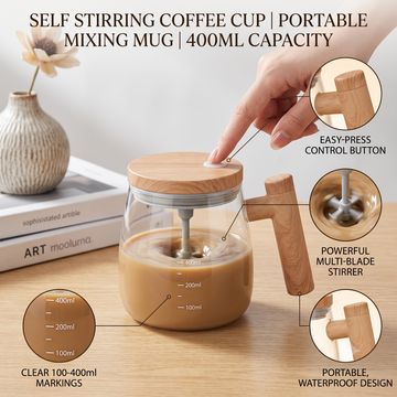 Self-Stirring Portable Coffee Mug & Automatic Mixing Cup (400ml)