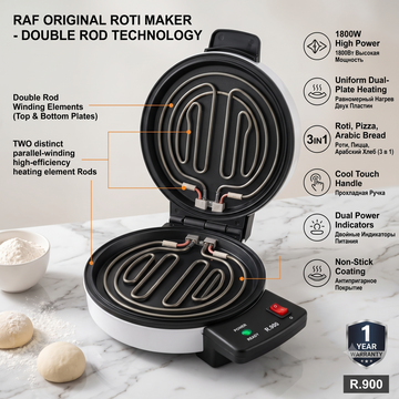 RAF Original 3-in-1 Roti, Arabic Bread & Pizza Maker (1800W)