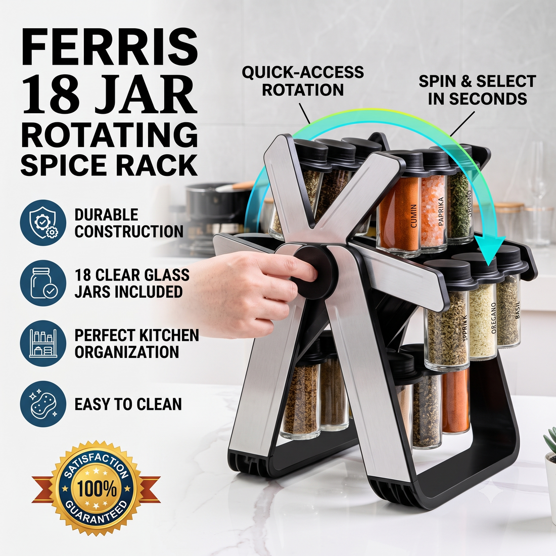 Ferris 18 Jar Rotating Spice Rack Organizer