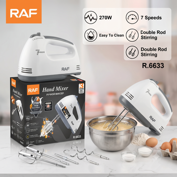 RAF Kitchen Hand Mixer with Double Rod Stirring and 7 Speeds