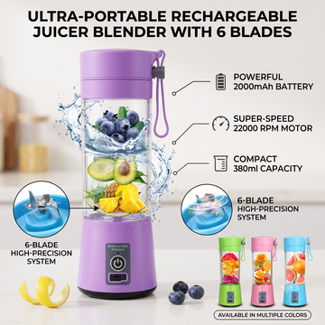 Rechargeable 6-Blade Portable Blender Juicer Cup (380ml)