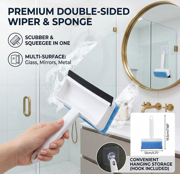 Double-Sided Glass Wiper with Cleaning Sponge