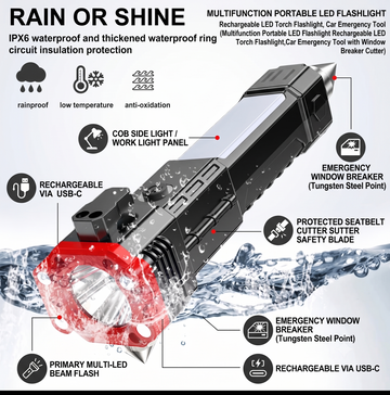 Multifunction Portable LED Rechargeable Flashlight & Emergency Tool