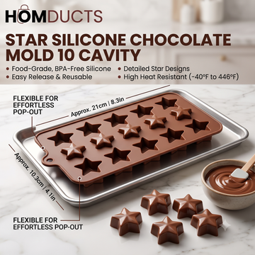 Non-Stick 10-Cavity Star Silicone Baking & Candy Mold