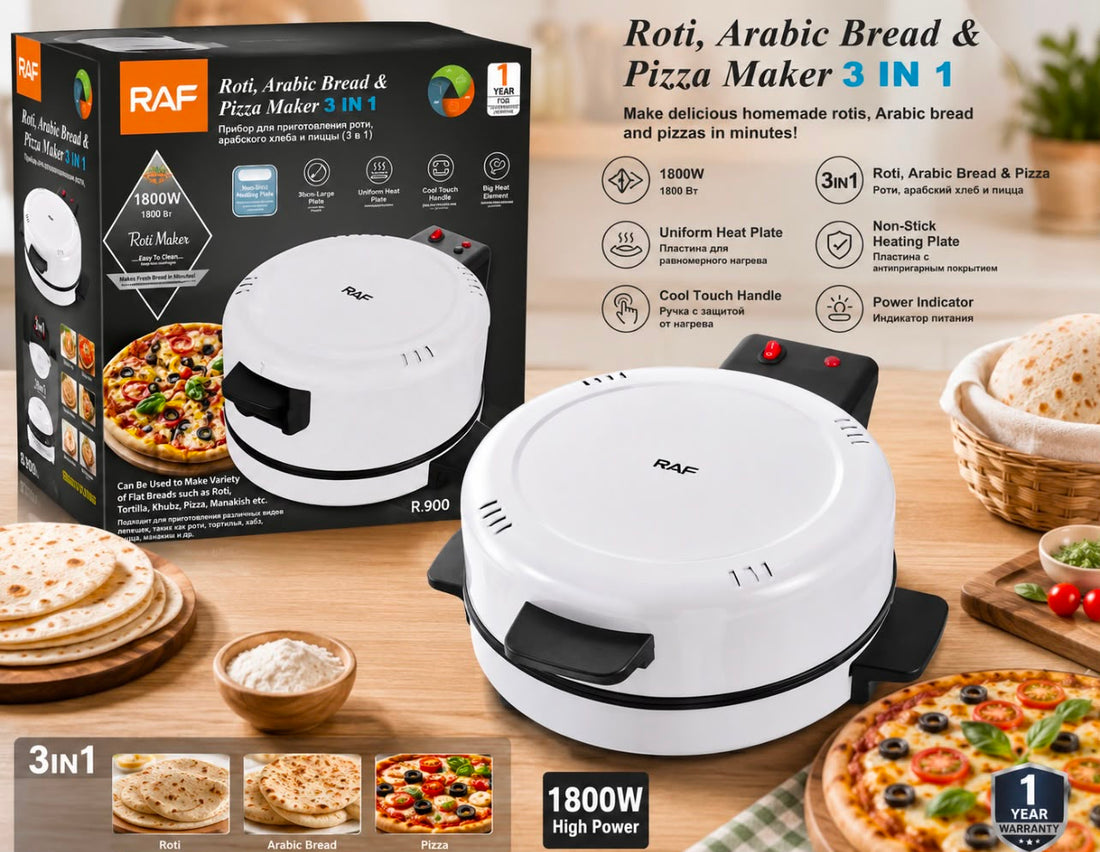 RAF Original 3-in-1 Roti, Arabic Bread & Pizza Maker (1800W)