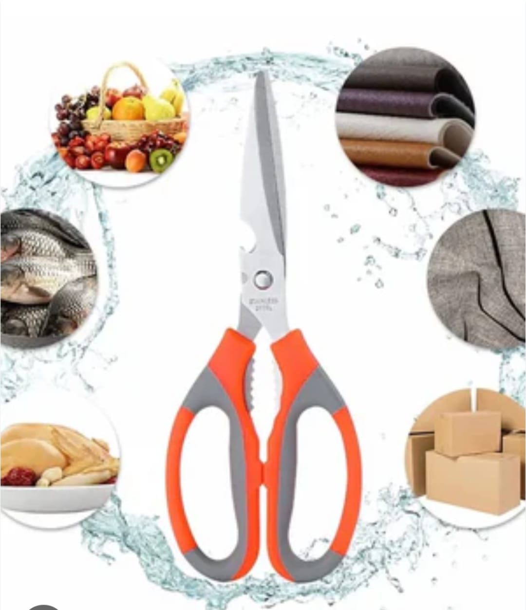 Multi-Purpose Kitchen & Vegetable Scissor with Cleaning Brush