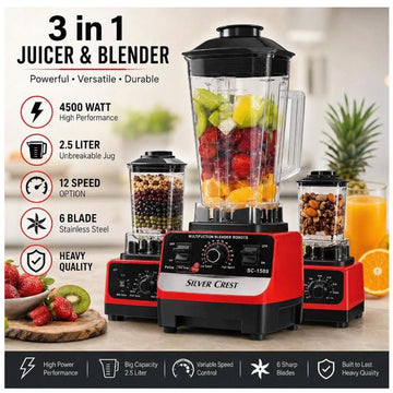 Silver Crest Original 3-in-1 Commercial Juicer & Blender (4500W)